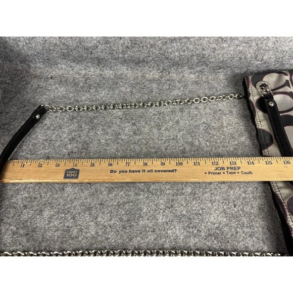 Coach Signature Chain Crossbody Bag Womens Gray Black Pink Logo Jacquard 21161 - Picture 5 of 8